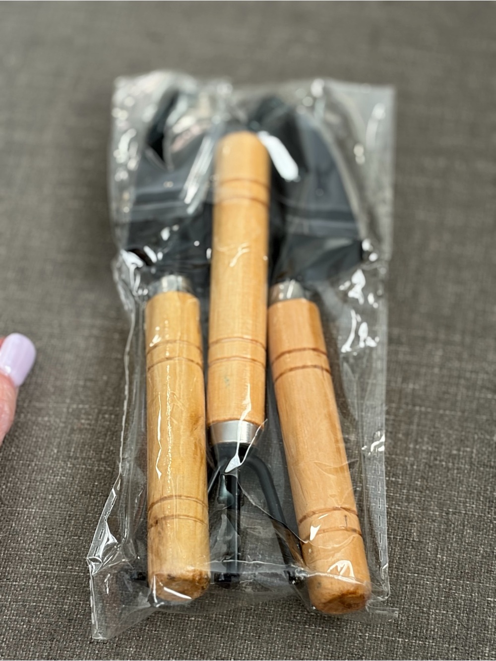 3-Piece Mini Garden Hand Tool Set Wood Handles Trowel Rake Shovel